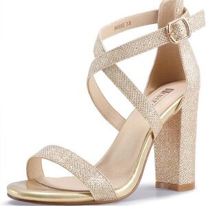 IDIFU Glittering Gold Strappy Heels